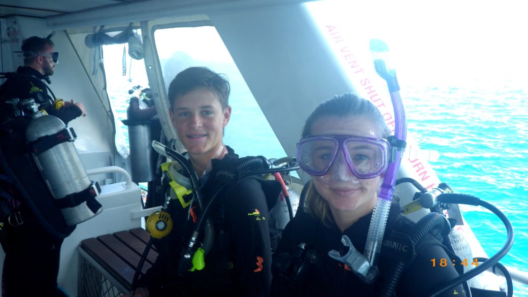 Erica and TJ diving the great barrier reef